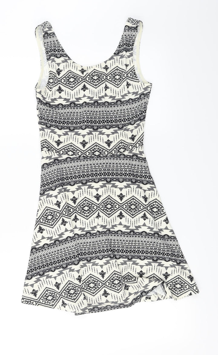 H&M Womens Ivory Herringbone  A-Line  Size 10