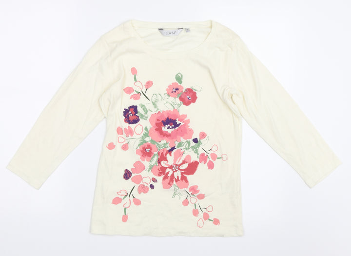 EWM Womens Ivory Basic T-Shirt Size 10