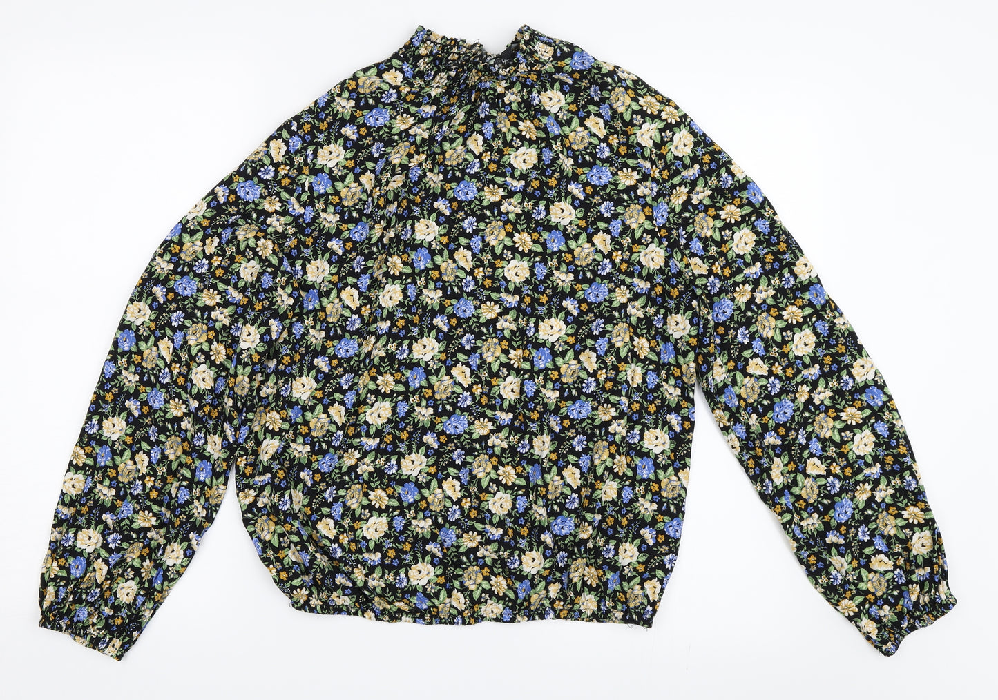 George Womens Black Floral  Basic Blouse Size 12