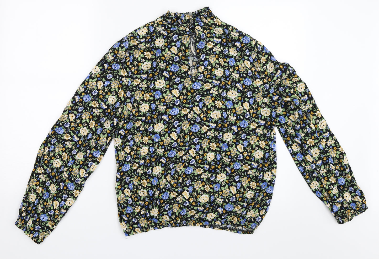 George Womens Black Floral  Basic Blouse Size 12