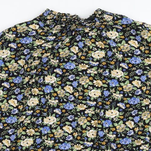 George Womens Black Floral  Basic Blouse Size 12