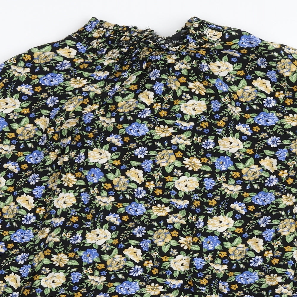 George Womens Black Floral  Basic Blouse Size 12