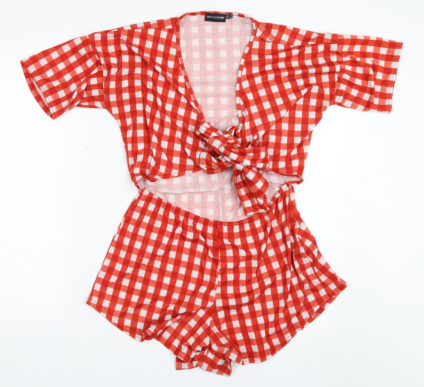 PRETTYLITTLETHING Womens Red Check  Playsuit One-Piece Size 12