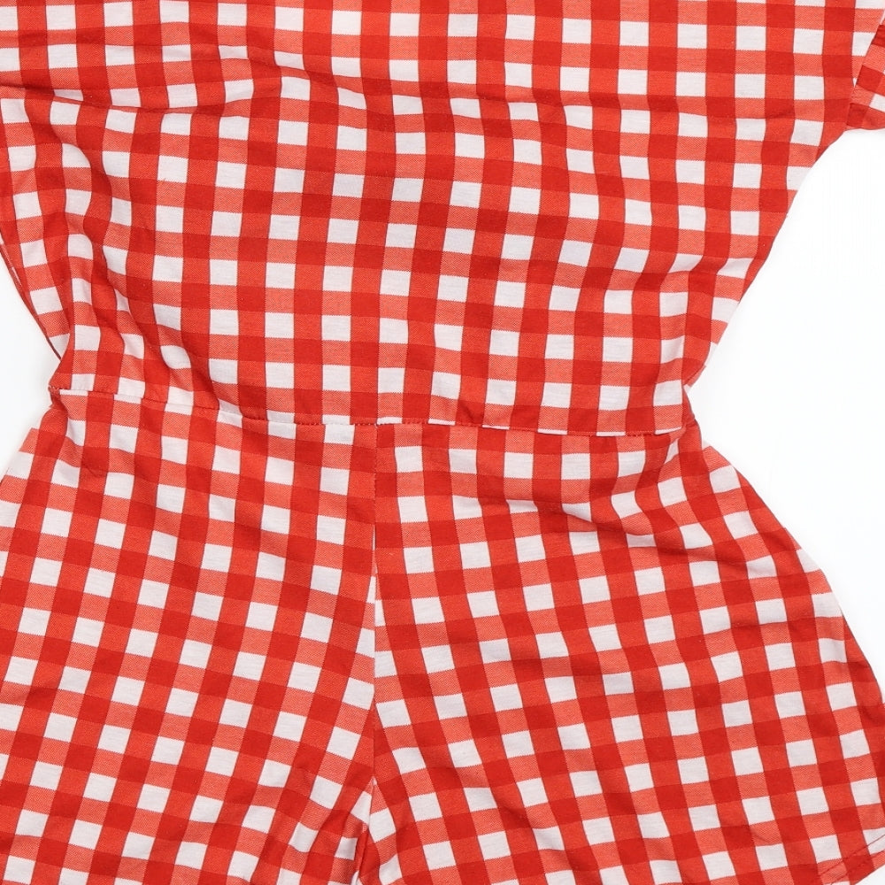 PRETTYLITTLETHING Womens Red Check  Playsuit One-Piece Size 12