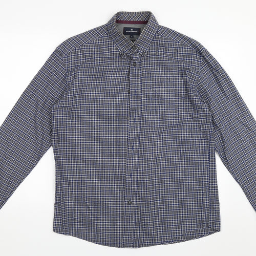 Marks and Spencer Mens Blue Check   Button-Up Size M
