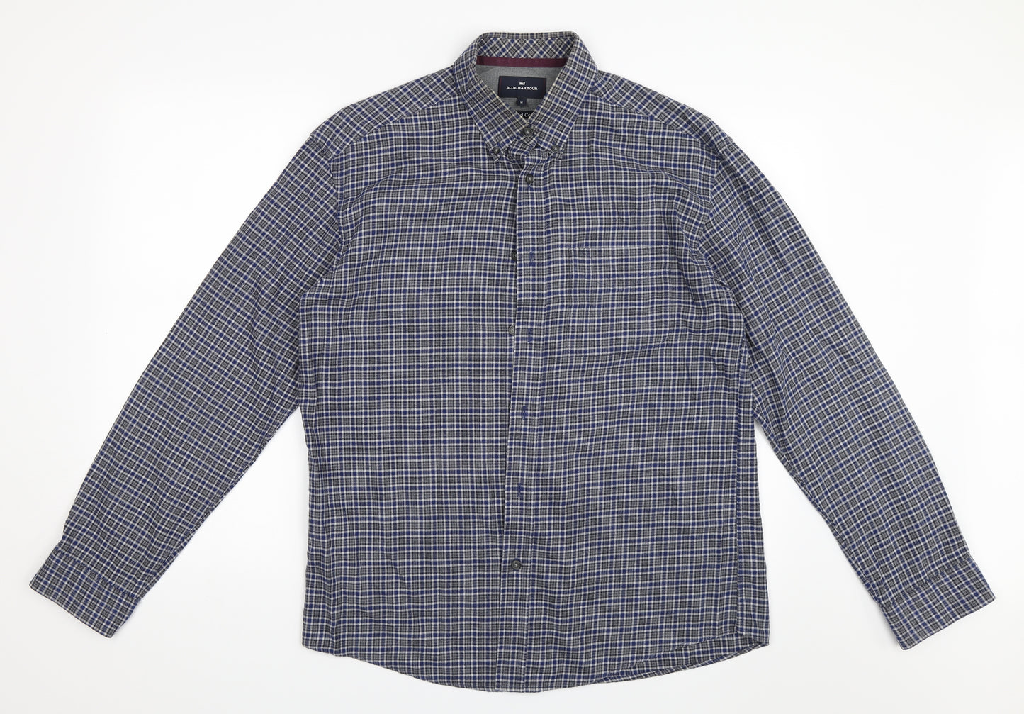 Marks and Spencer Mens Blue Check   Button-Up Size M