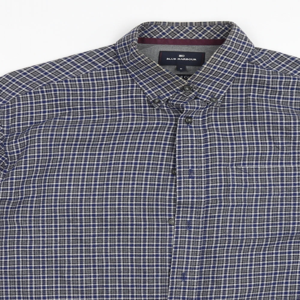 Marks and Spencer Mens Blue Check   Button-Up Size M