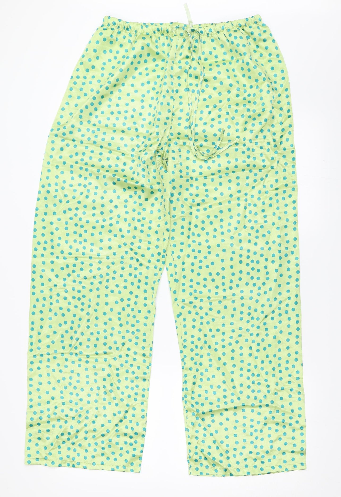 Secret Possesions Womens Green Polka Dot Satin Top Pyjama Set Size 12
