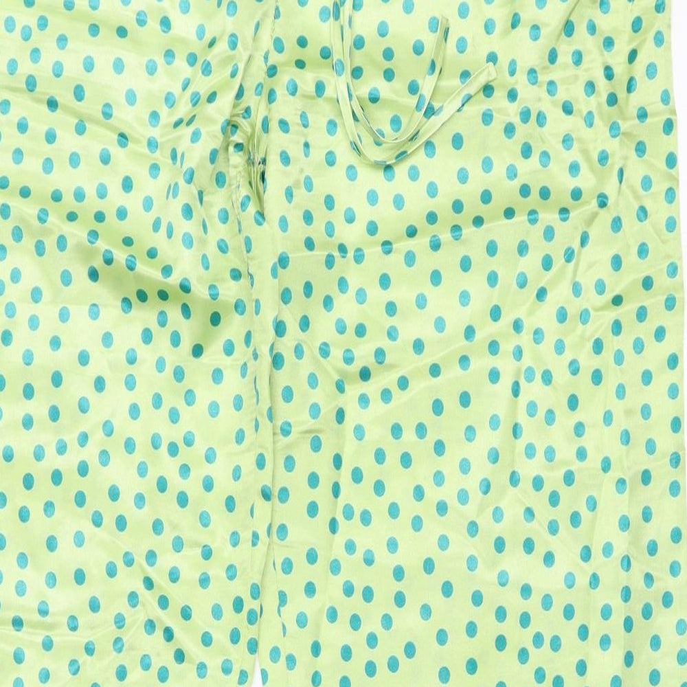 Secret Possesions Womens Green Polka Dot Satin Top Pyjama Set Size 12