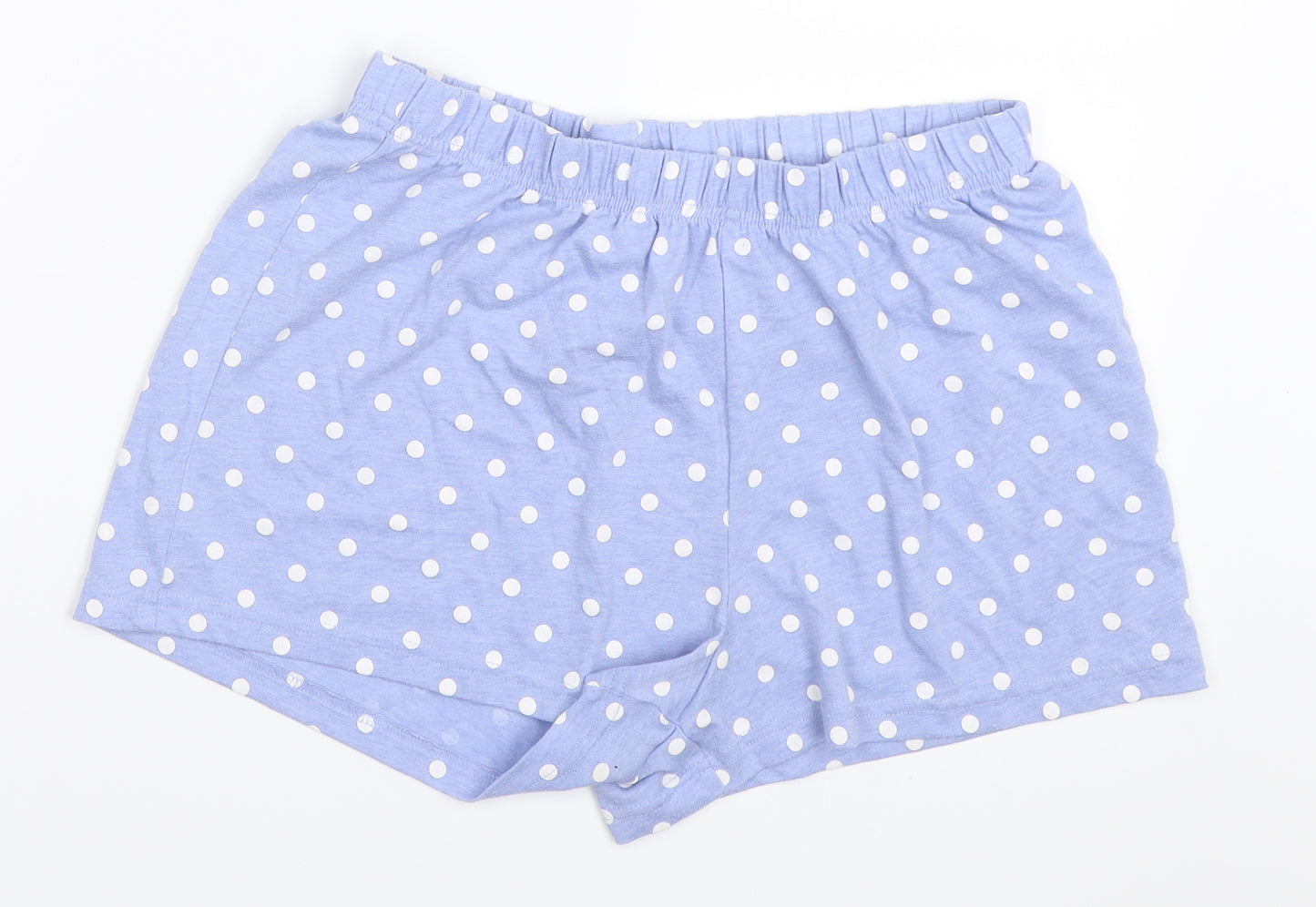 F&F Womens Blue Polka Dot  Top Pyjama Pants Size 8  - pyjama shorts