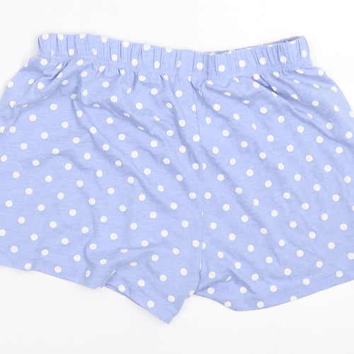 F&F Womens Blue Polka Dot  Top Pyjama Pants Size 8  - pyjama shorts