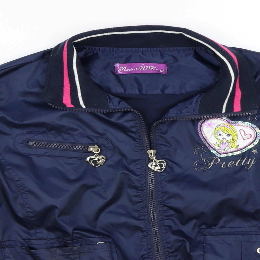 Rosso kids Girls Blue   Jacket Coat Size 12 Years