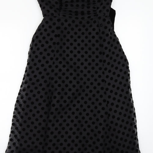 Preworn Womens Black Polka Dot  A-Line  Size M