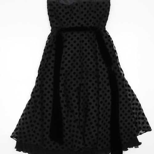 Preworn Womens Black Polka Dot  A-Line  Size M