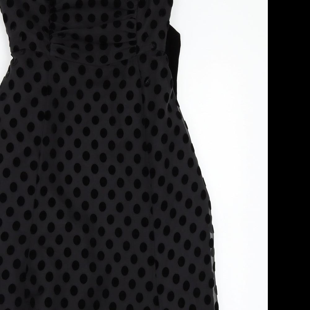 Preworn Womens Black Polka Dot  A-Line  Size M