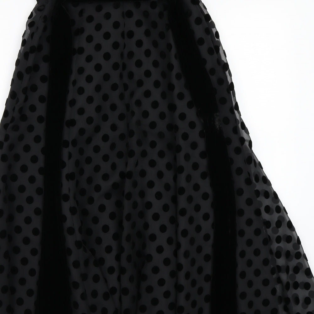 Preworn Womens Black Polka Dot  A-Line  Size M