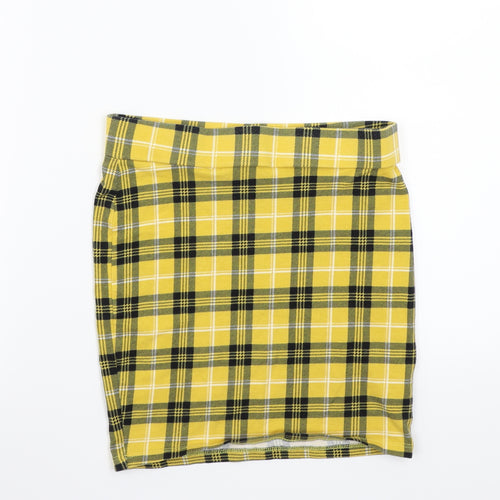 Newlook Girls Yellow Check  A-Line Skirt Size 10-11 Years