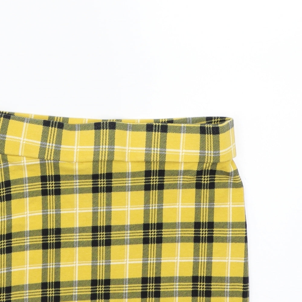 Newlook Girls Yellow Check  A-Line Skirt Size 10-11 Years
