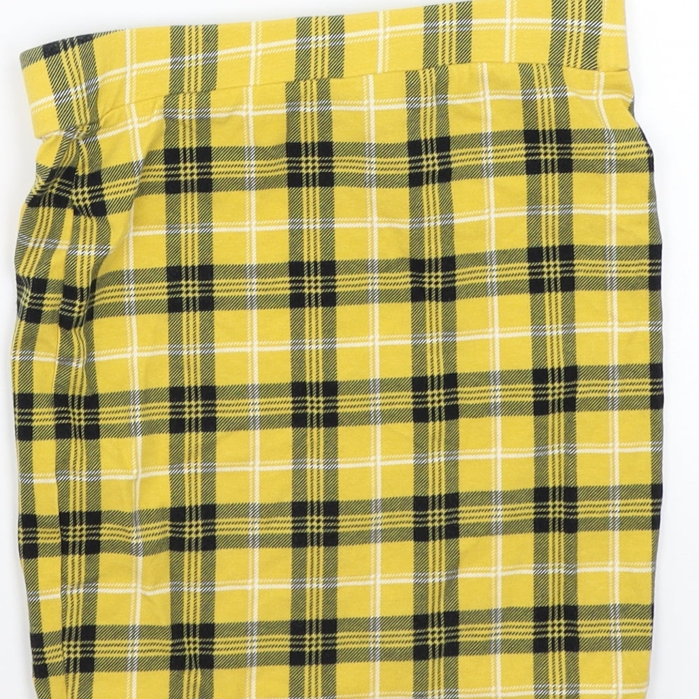 Newlook Girls Yellow Check  A-Line Skirt Size 10-11 Years