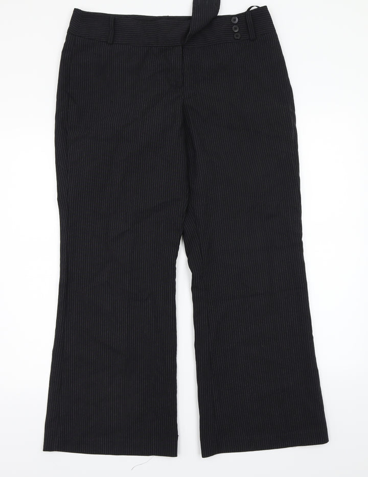 F&F Womens Black Striped Trousers Size 14 L29 in
