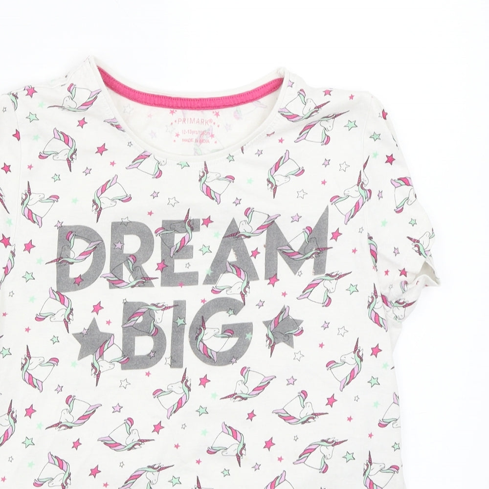 Primark Girls White  Rayon Basic T-Shirt Size 13 Years