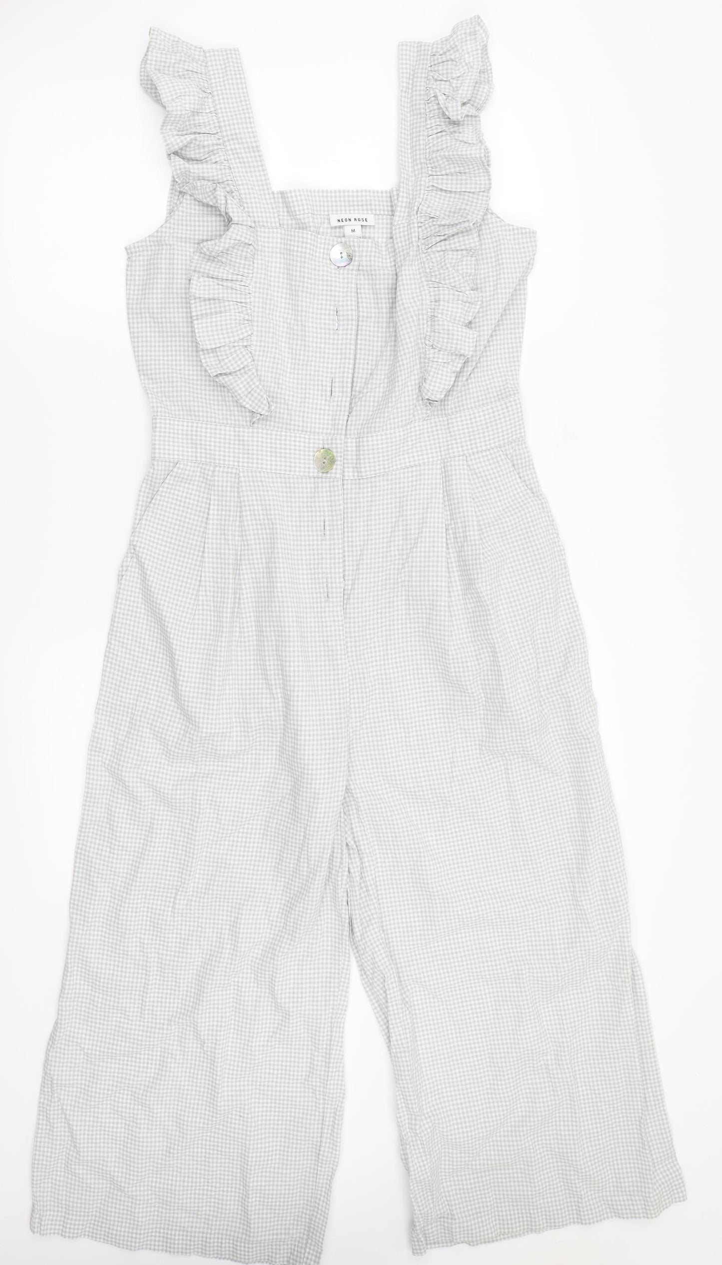 Neon rose  Womens Grey Check  Jumpsuit One-Piece Size M