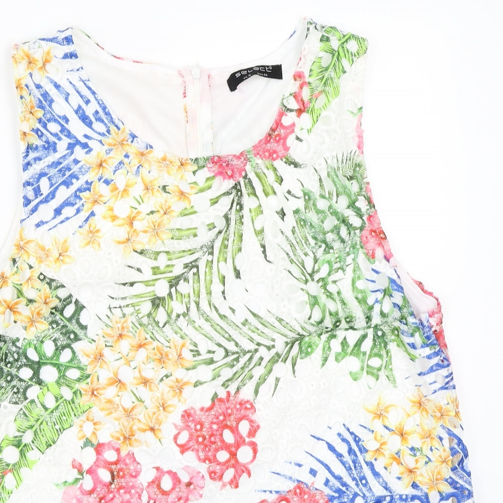 Select Womens White Floral  Basic T-Shirt Size 16