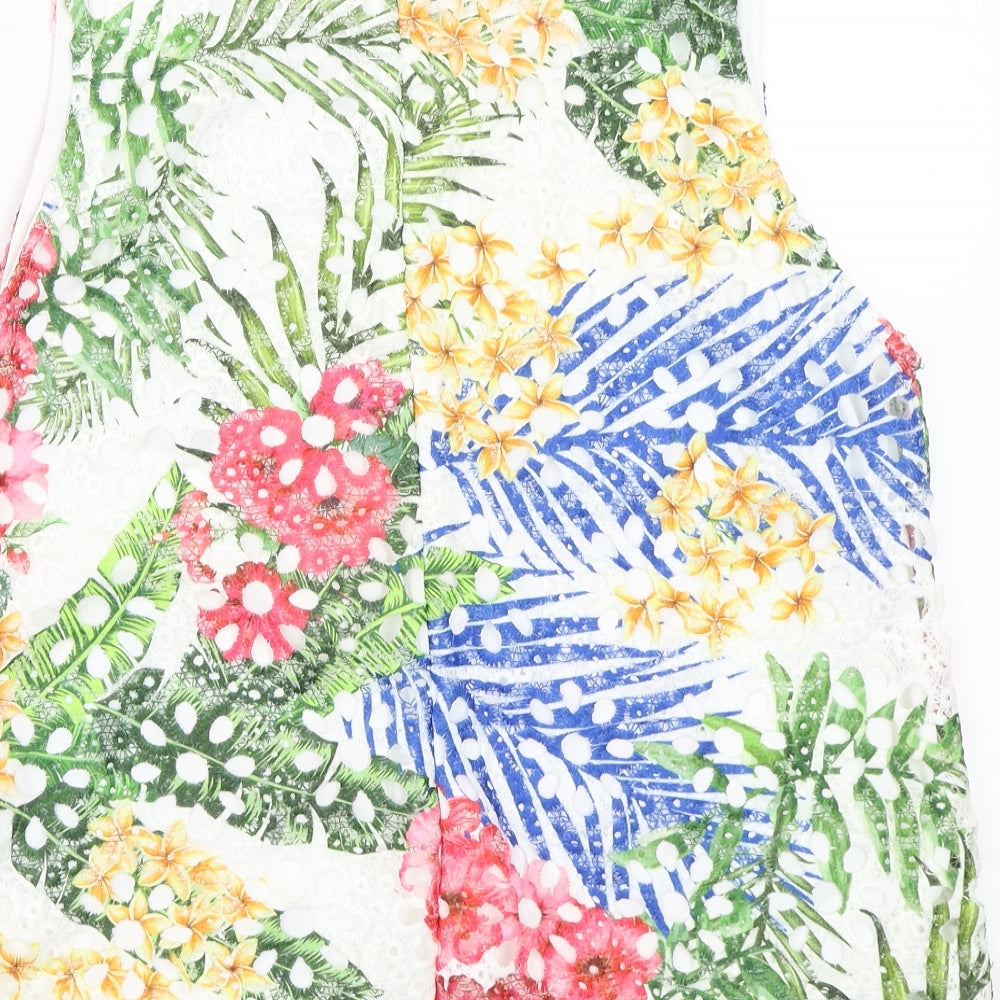 Select Womens White Floral  Basic T-Shirt Size 16
