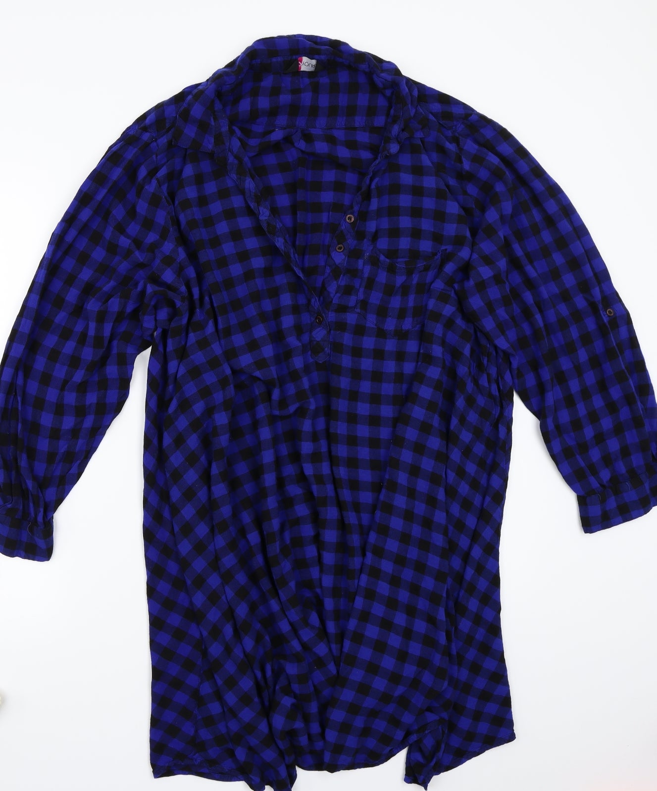 Yours Womens Blue Check  Basic Button-Up Size 30