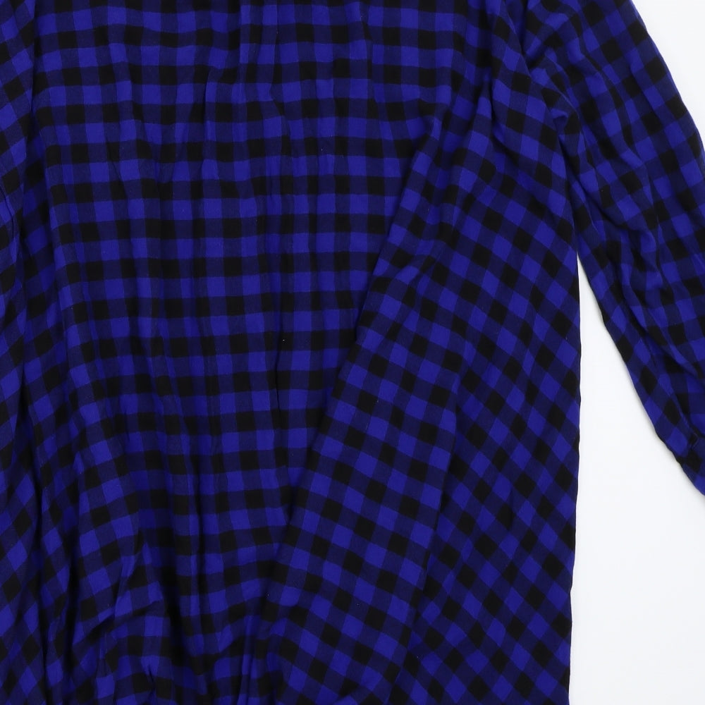 Yours Womens Blue Check  Basic Button-Up Size 30