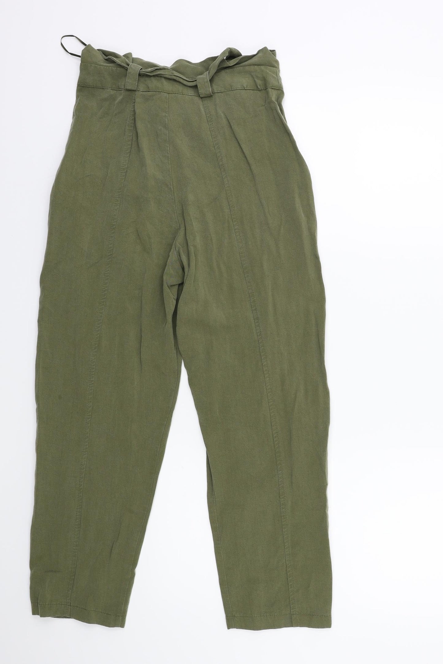 F&F Womens Green   Cropped Trousers Size 6 L23 in - Paperbag Waist