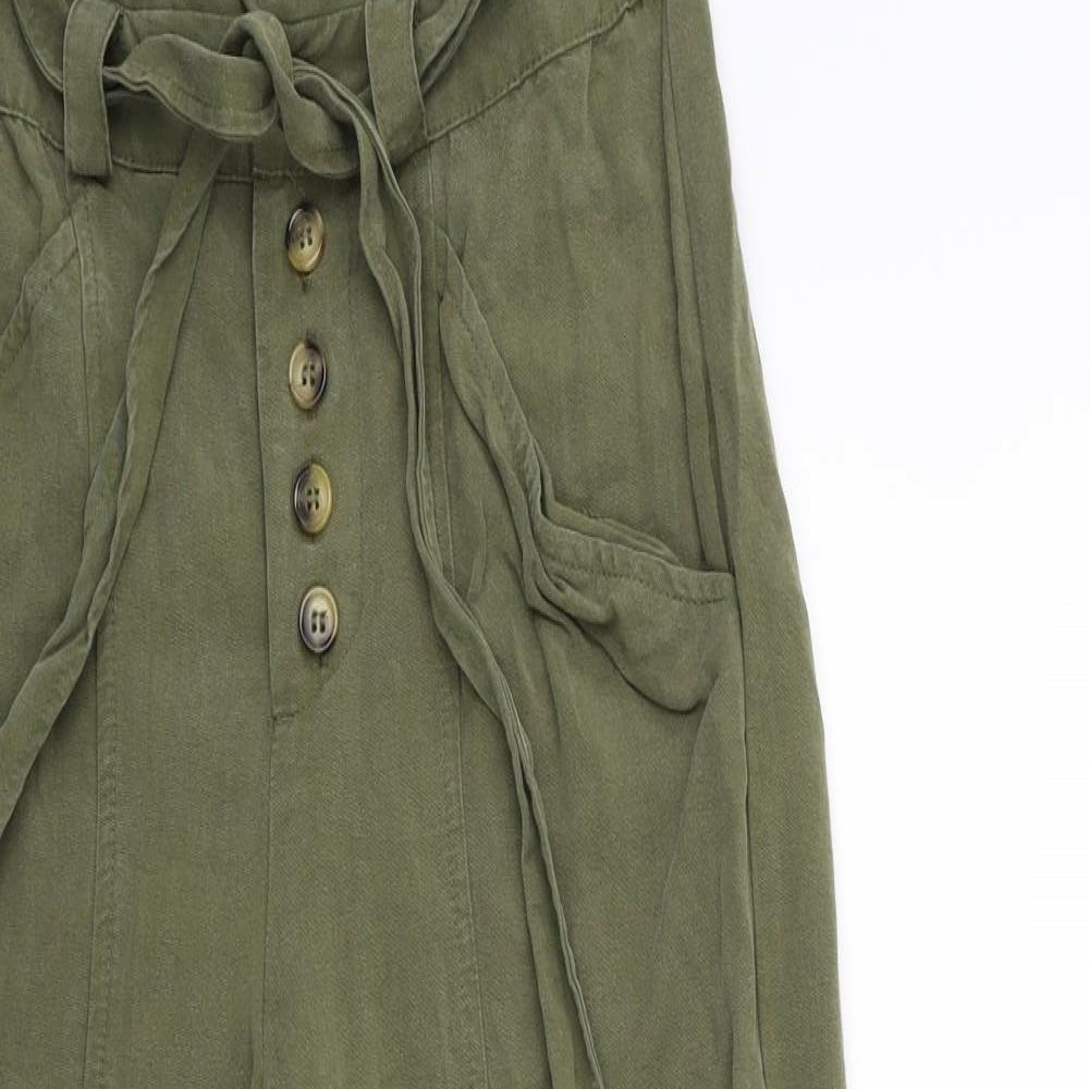 F&F Womens Green   Cropped Trousers Size 6 L23 in - Paperbag Waist