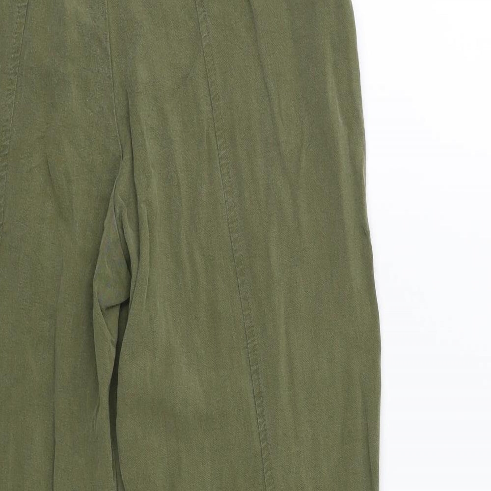 F&F Womens Green   Cropped Trousers Size 6 L23 in - Paperbag Waist