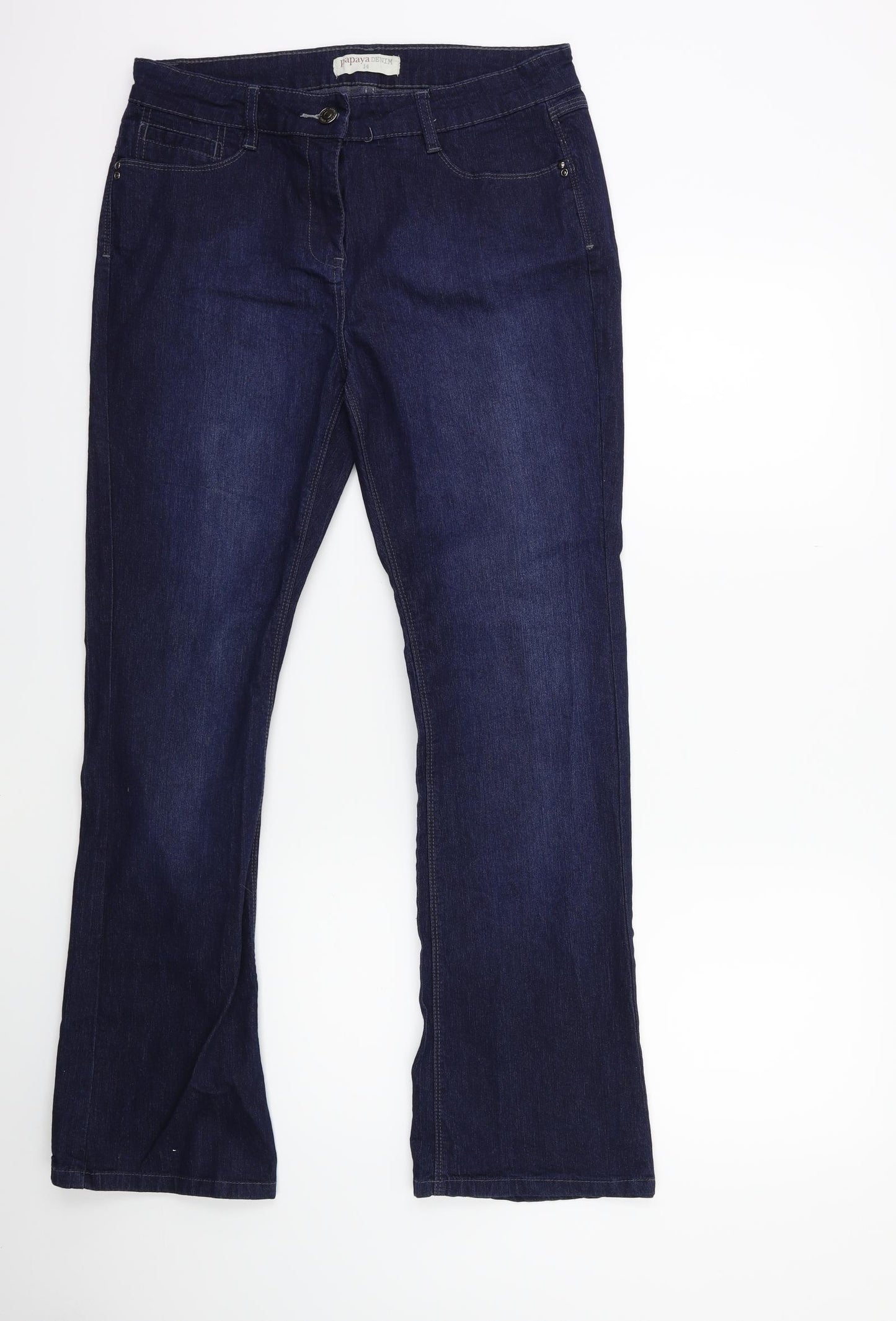 Papaya Womens Blue  Denim Flared Jeans Size 14 L30 in