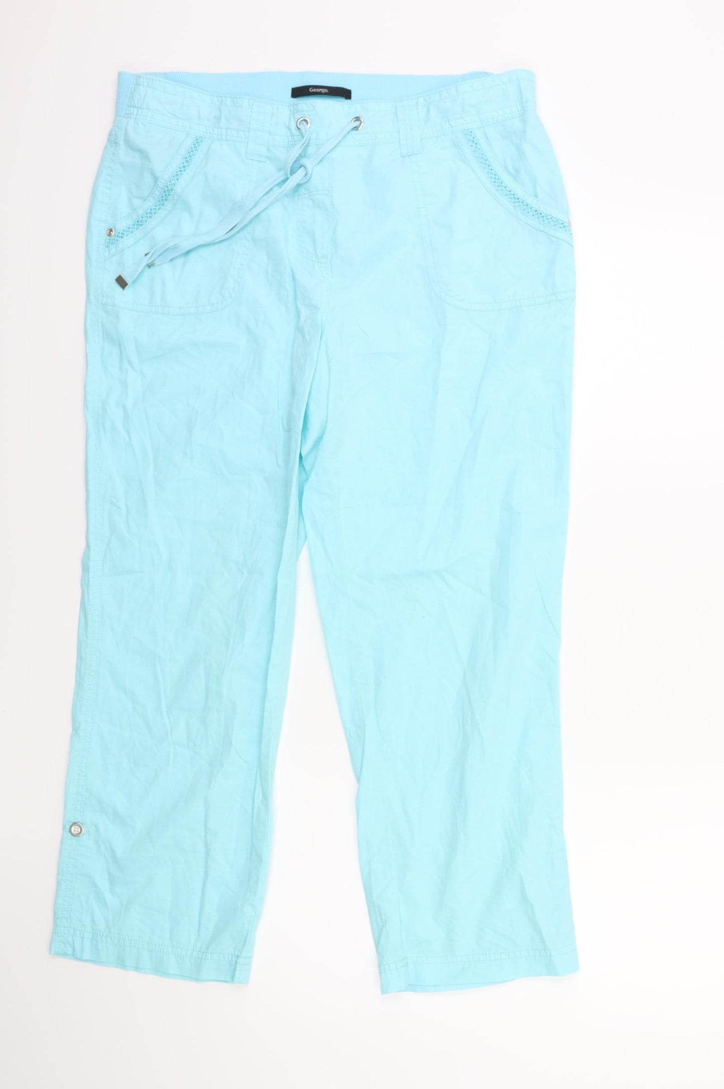 George Womens Blue   Cropped Trousers Size 12 L25 in