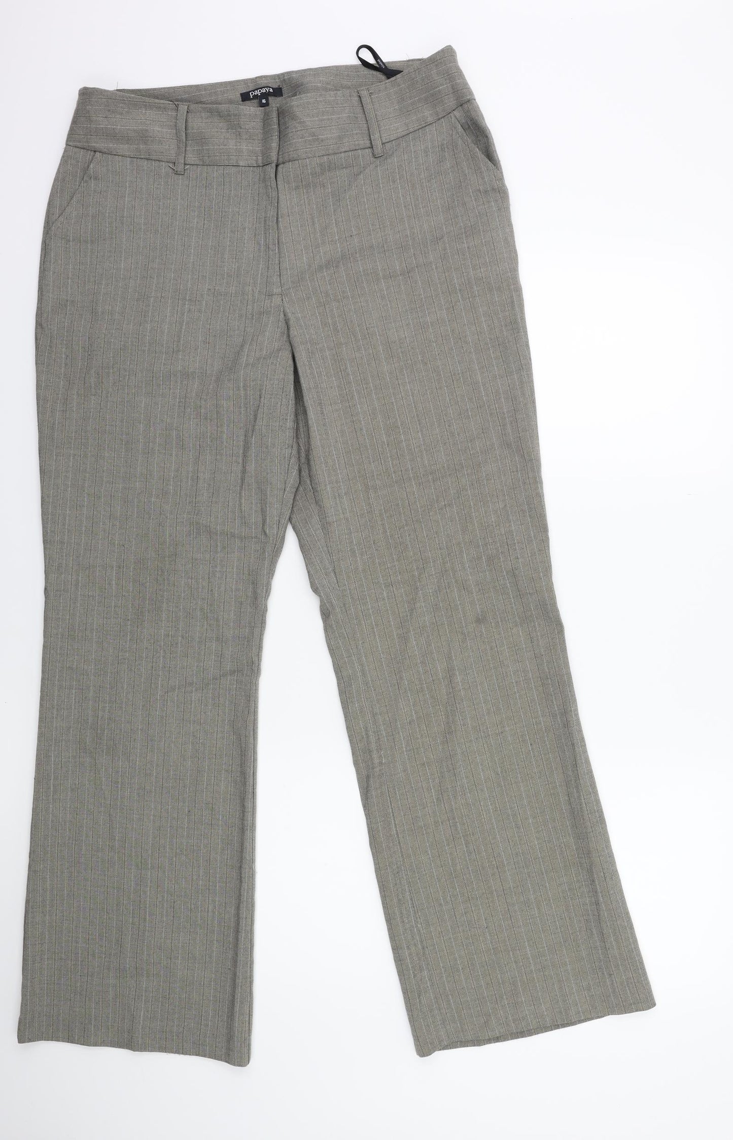 Papaya Womens Grey Striped  Trousers  Size 16 L31 in