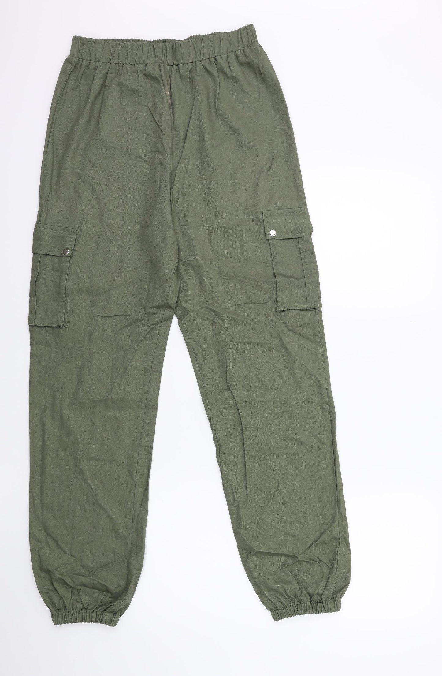 PRETTYLITTLETHING Womens Green   Cargo Trousers Size 10 L30 in