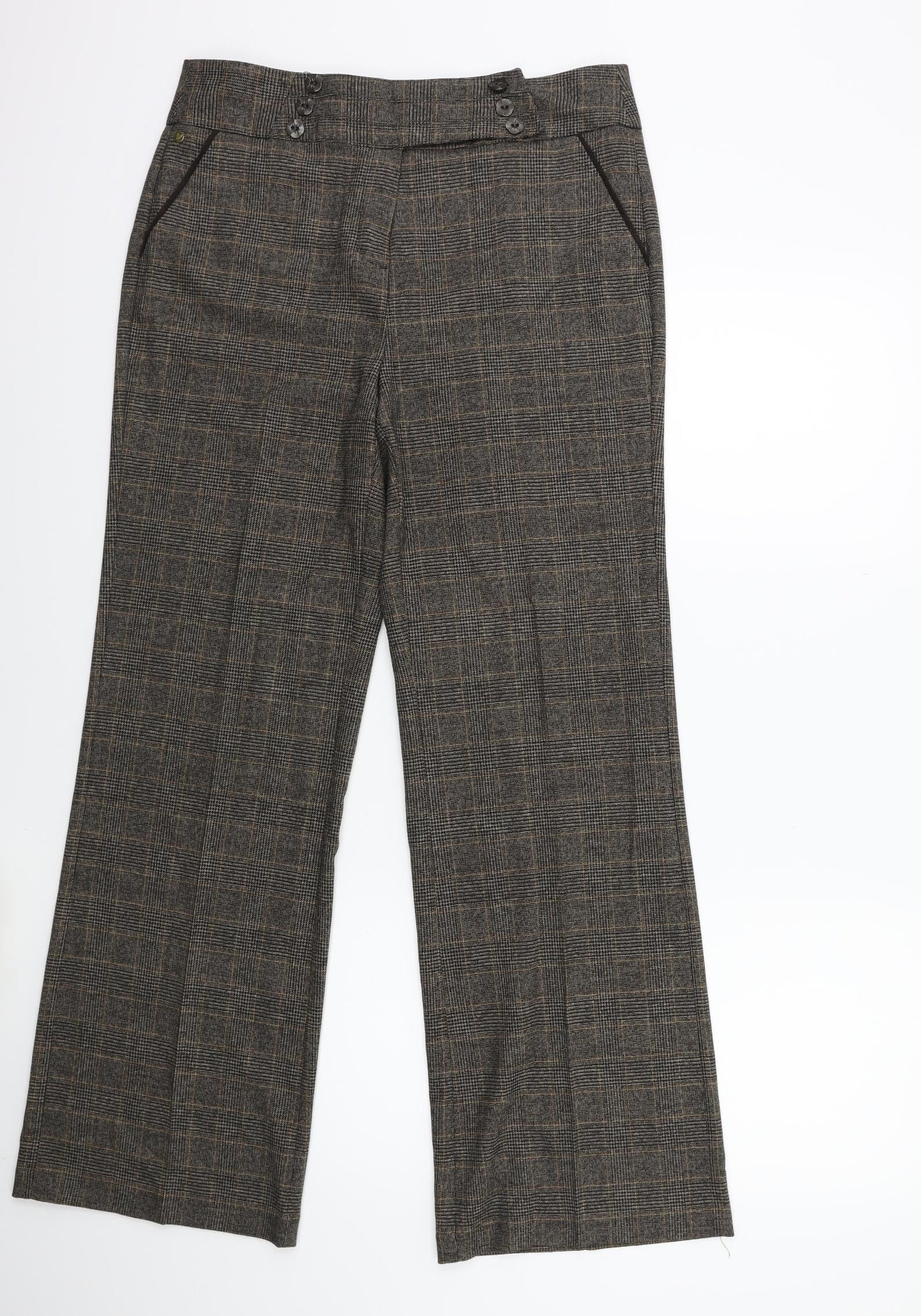 Per Una Womens Brown Check  Trousers  Size 12 L30 in