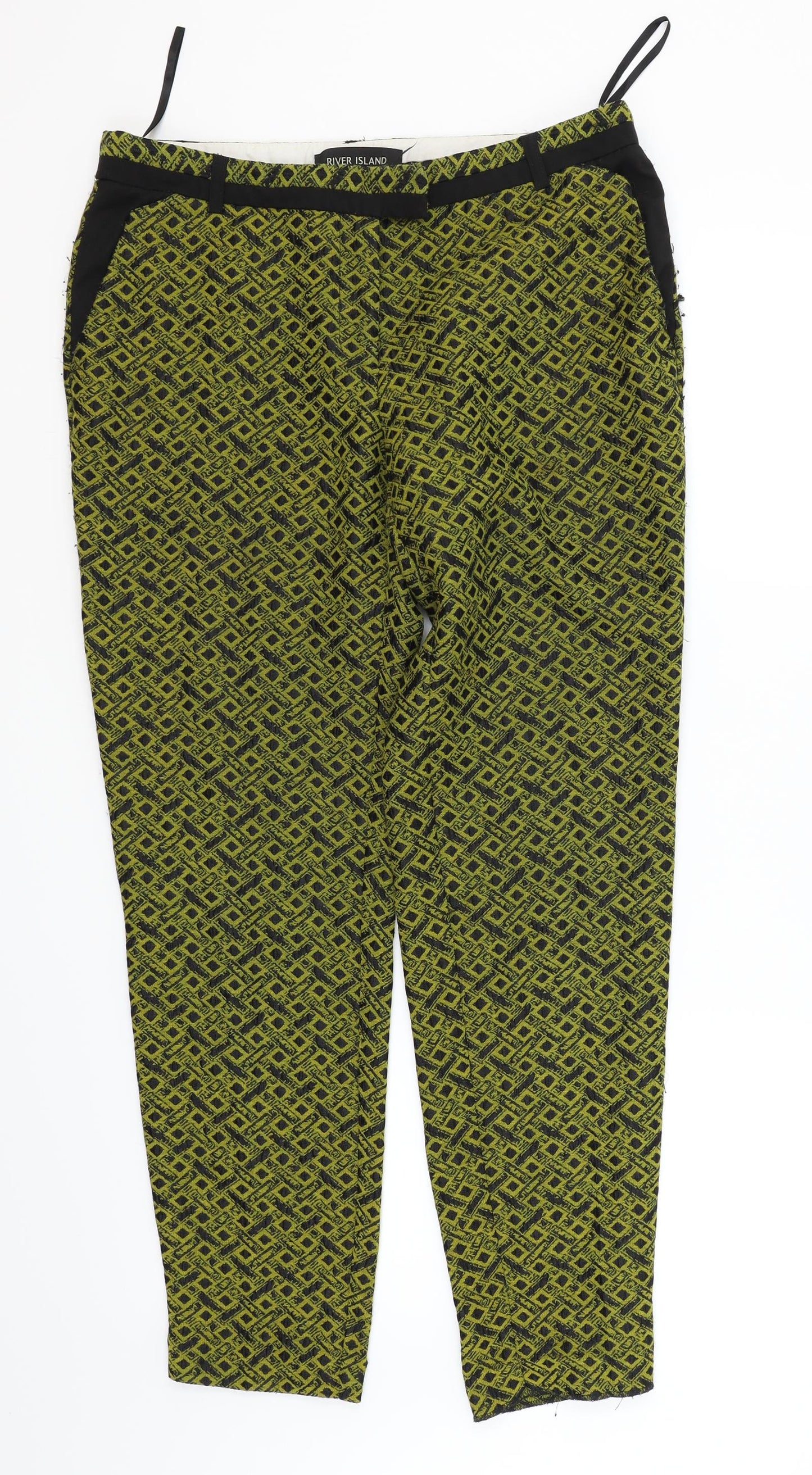 River Island Womens Black Geometric  Trousers  Size 10 L26 in