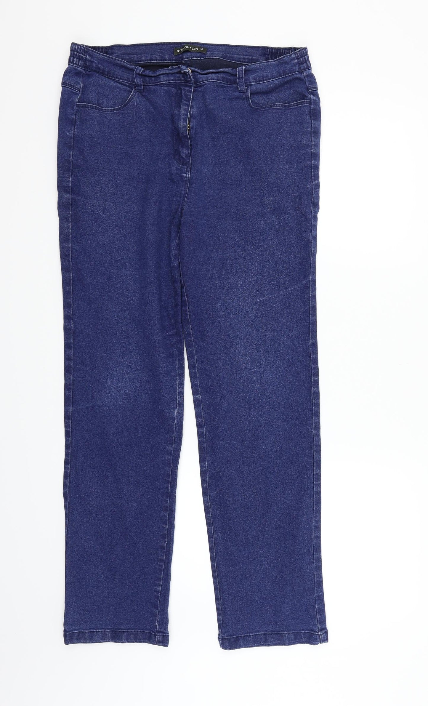 Bonmarche Womens Blue Houndstooth  Straight Jeans Size 12 L26 in