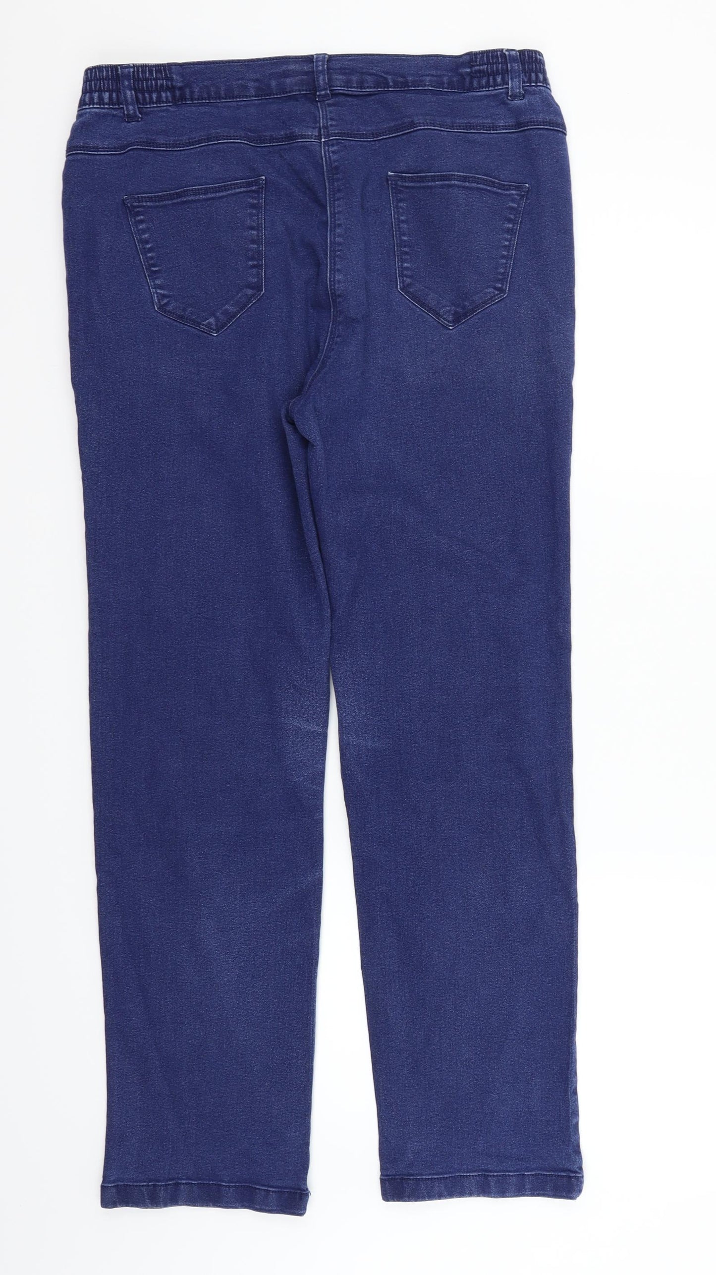 Bonmarche Womens Blue Houndstooth  Straight Jeans Size 12 L26 in