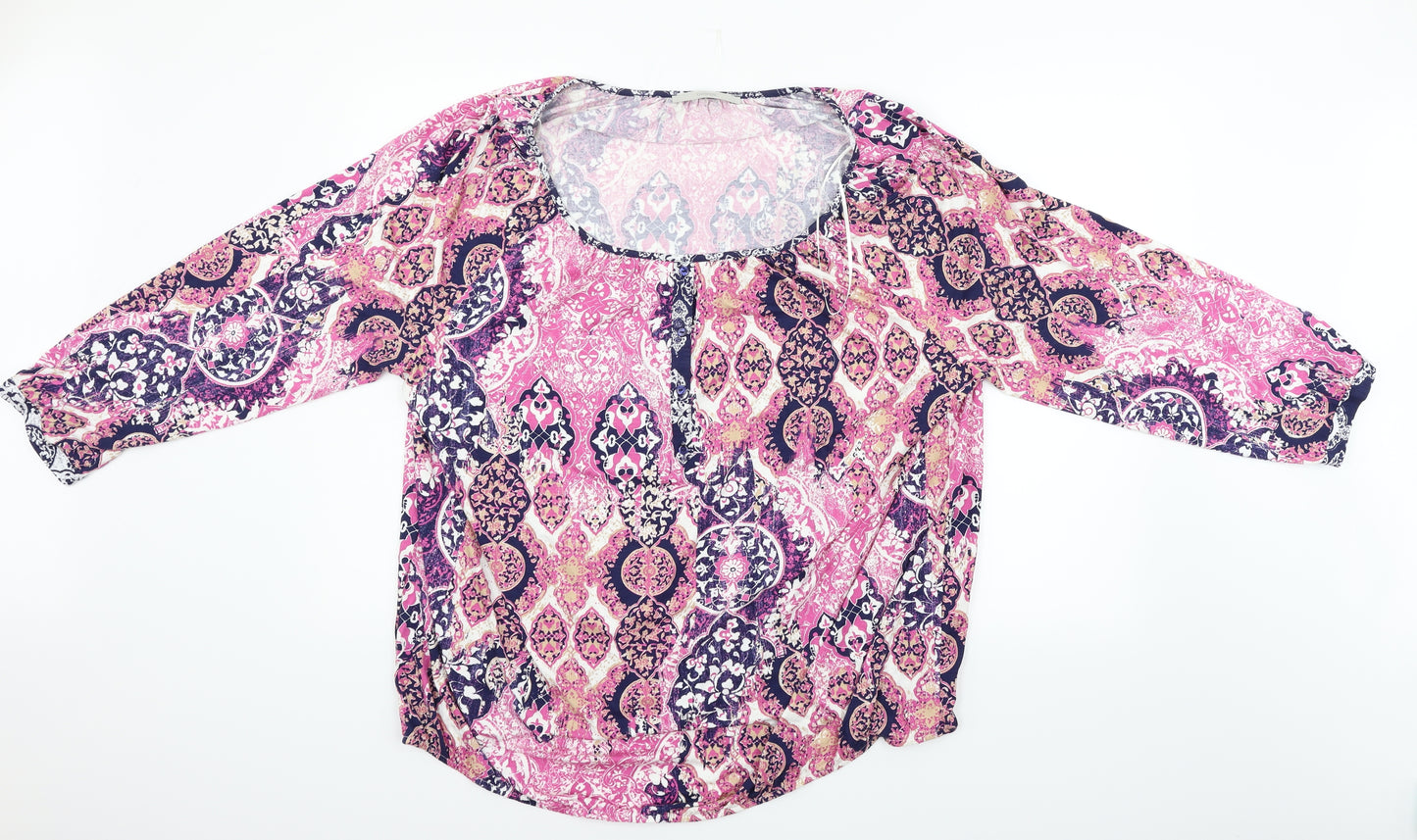 George Womens Pink Geometric  Basic Blouse Size 24