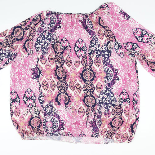George Womens Pink Geometric  Basic Blouse Size 24