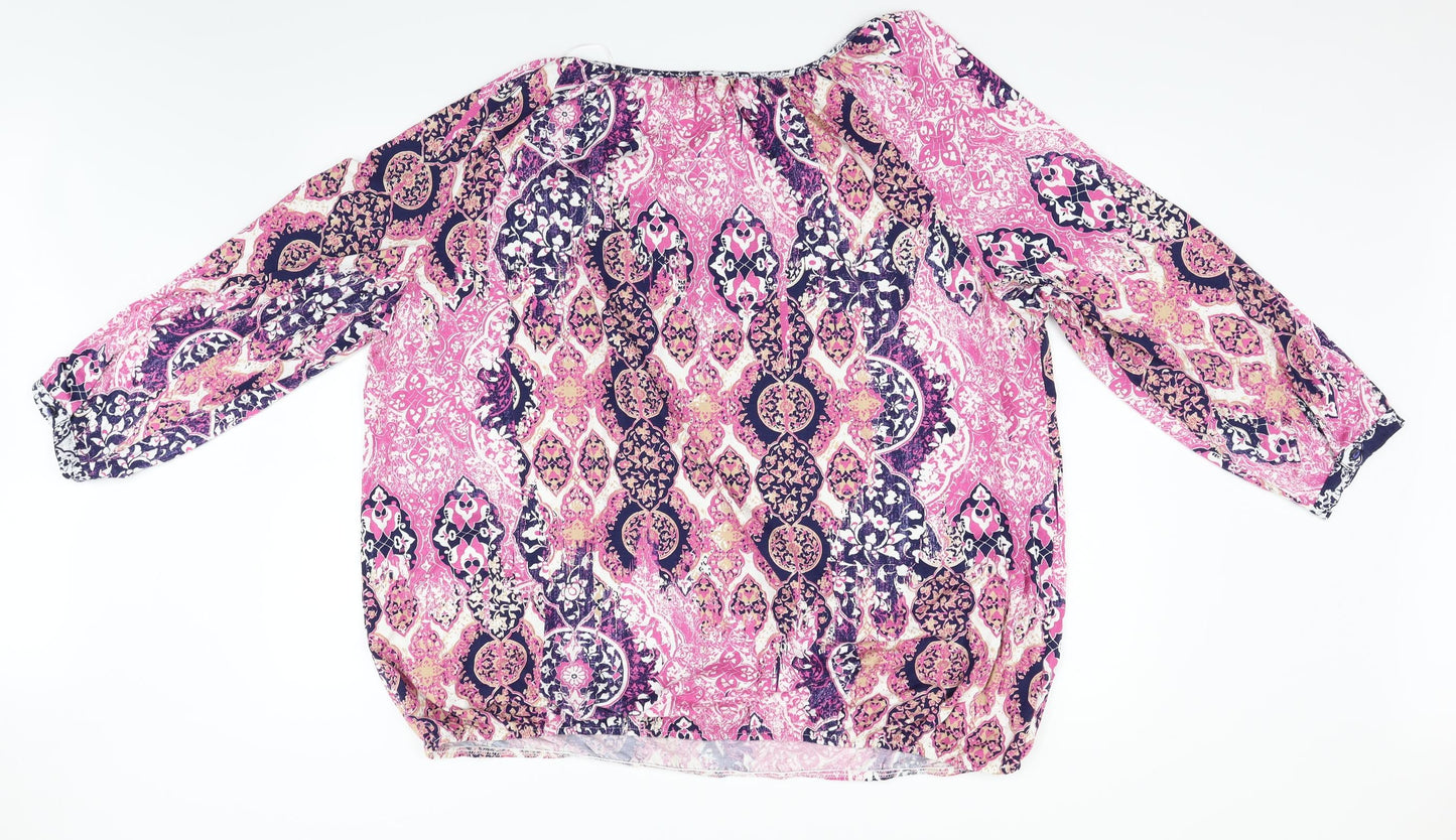 George Womens Pink Geometric  Basic Blouse Size 24
