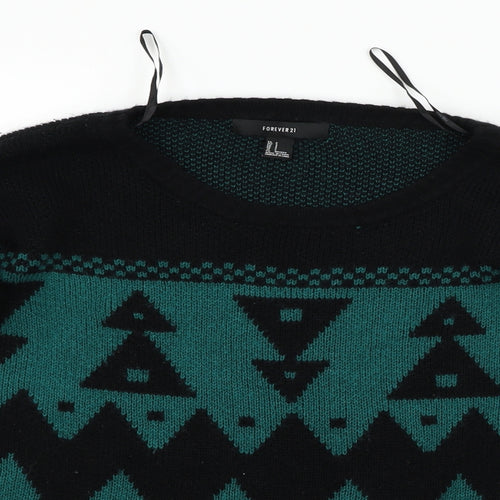 FOREVER 21 Womens Green Geometric  Pullover Jumper Size S