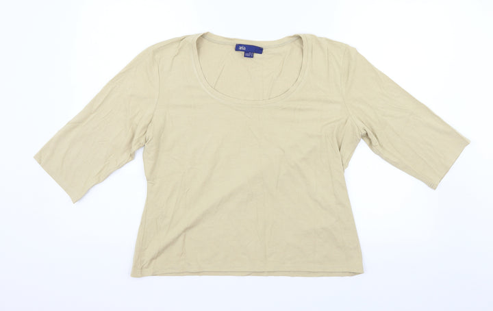 Aria Womens Beige   Basic T-Shirt Size 16