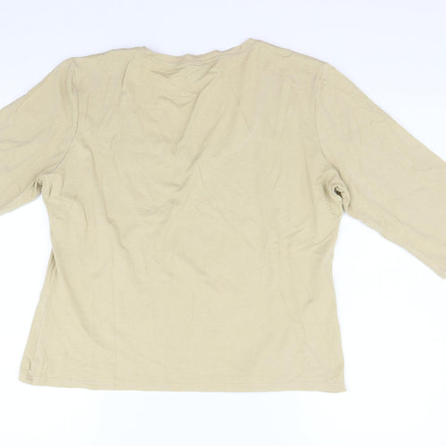 Aria Womens Beige   Basic T-Shirt Size 16