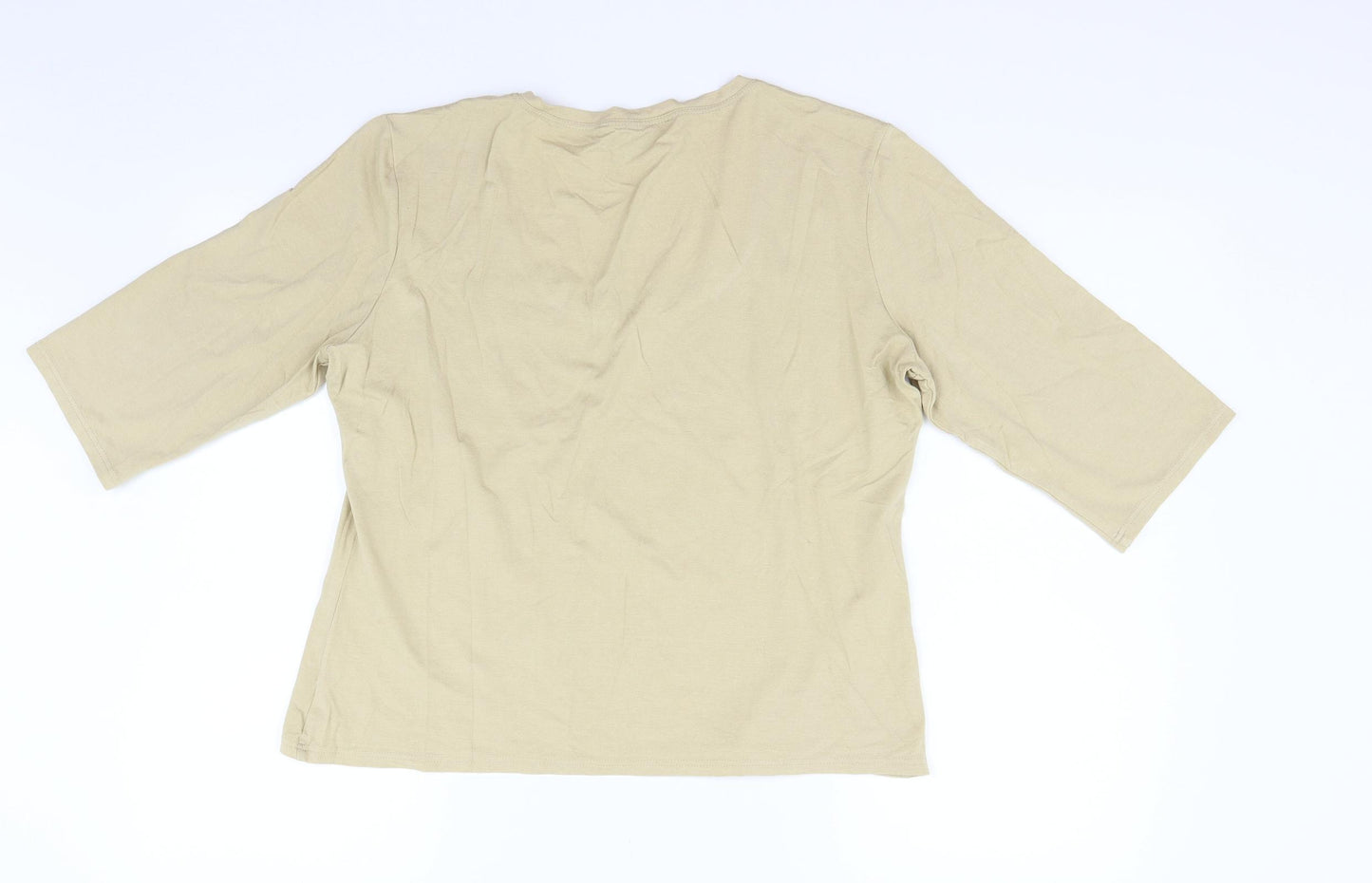 Aria Womens Beige   Basic T-Shirt Size 16