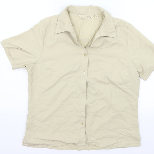 EWM Womens Beige   Basic Button-Up Size 14