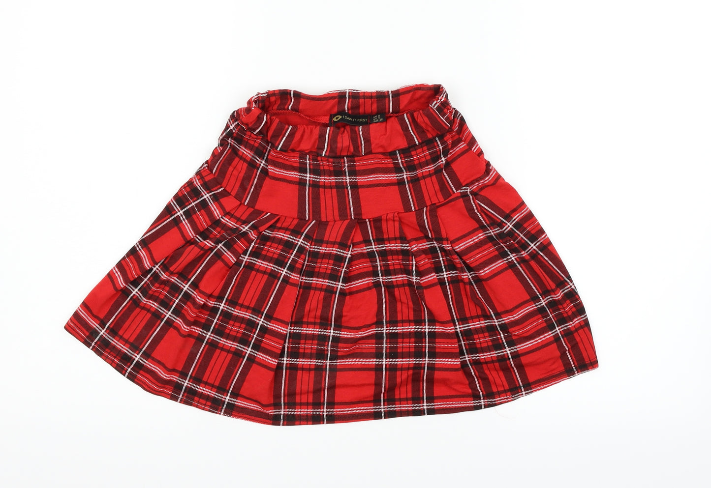 I SAW IT FIRST Womens Red Check  Flare Skirt Size 8